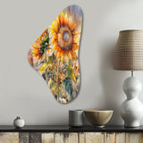 Yellow Sunflower Symphony III - Asymmetric Metal Wall Art