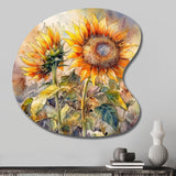 Yellow Sunflower Symphony III - Asymmetric Metal Wall Art