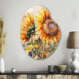 Yellow Sunflower Symphony III - Asymmetric Metal Wall Art