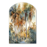 Green Palm Tree Paradise III - Asymmetric Metal Wall Art