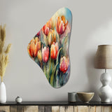 Orange Serenade Of Tulips - Asymmetric Metal Wall Art