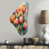 Orange Serenade Of Tulips - Asymmetric Metal Wall Art