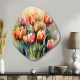 Orange Serenade Of Tulips - Asymmetric Metal Wall Art