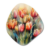 Orange Serenade Of Tulips - Asymmetric Metal Wall Art