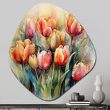 Orange Serenade Of Tulips - Asymmetric Metal Wall Art