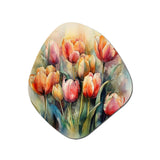 Orange Serenade Of Tulips - Asymmetric Metal Wall Art