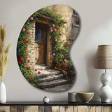 Village Door Filled With Flowers I - Asymmetric Metal Wall Art