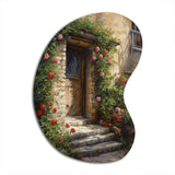 Village Door Filled With Flowers I - Asymmetric Metal Wall Art