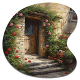 Village Door Filled With Flowers I - Asymmetric Metal Wall Art