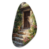 Village Door Filled With Flowers II - Asymmetric Metal Wall Art