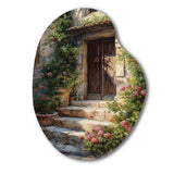 Village Door Filled With Flowers II - Asymmetric Metal Wall Art