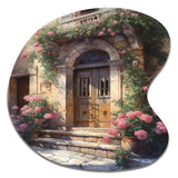 Village Door Filled With Flowers III - Asymmetric Metal Wall Art