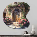 Village Door Filled With Flowers III - Asymmetric Metal Wall Art