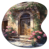 Village Door Filled With Flowers III - Asymmetric Metal Wall Art