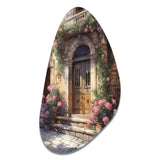 Village Door Filled With Flowers III - Asymmetric Metal Wall Art