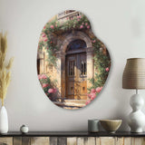 Village Door Filled With Flowers III - Asymmetric Metal Wall Art