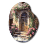 Village Door Filled With Flowers III - Asymmetric Metal Wall Art