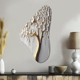 White Orchid Tree Garden Of Branches II - Asymmetric Metal Wall Art