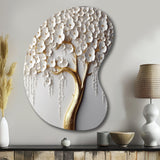 White Orchid Tree Garden Of Branches II - Asymmetric Metal Wall Art