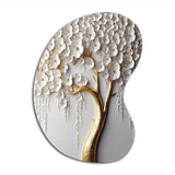 White Orchid Tree Garden Of Branches II - Asymmetric Metal Wall Art