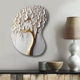 White Orchid Tree Garden Of Branches II - Asymmetric Metal Wall Art