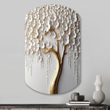 White Orchid Tree Garden Of Branches II - Asymmetric Metal Wall Art