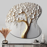 White Orchid Tree Garden Of Branches II - Asymmetric Metal Wall Art