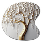 White Orchid Tree Garden Of Branches II - Asymmetric Metal Wall Art