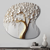 White Orchid Tree Garden Of Branches II - Asymmetric Metal Wall Art