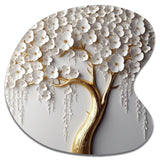 White Orchid Tree Garden Of Branches II - Asymmetric Metal Wall Art