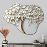 White Orchid Tree Garden Of Branches III - Asymmetric Metal Wall Art