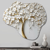 White Orchid Tree Garden Of Branches III - Asymmetric Metal Wall Art