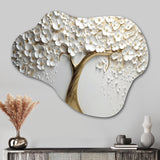 White Orchid Tree Garden Of Branches V - Asymmetric Metal Wall Art