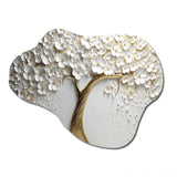 White Orchid Tree Garden Of Branches V - Asymmetric Metal Wall Art