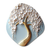 White Orchid Tree Garden Of Branches VI - Asymmetric Metal Wall Art