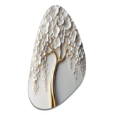 White Orchid Tree Garden Of Branches VII - Asymmetric Metal Wall Art