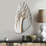 White Orchid Tree Garden Of Branches VII - Asymmetric Metal Wall Art