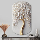 White Orchid Tree Garden Of Branches VIII - Asymmetric Metal Wall Art