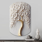 White Orchid Tree Garden Of Branches VIII - Asymmetric Metal Wall Art