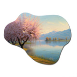 Cherry Blossom Trees By The Water II - Asymmetric Metal Wall Art