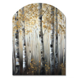 Birch Tree Forest Wonderland V - Asymmetric Metal Wall Art