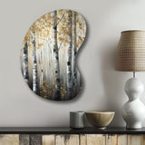 Birch Tree Forest Wonderland V - Asymmetric Metal Wall Art