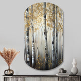 Birch Tree Forest Wonderland V - Asymmetric Metal Wall Art