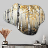 Birch Tree Dense Forest III - Asymmetric Metal Wall Art