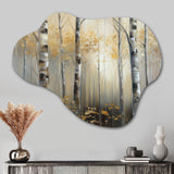 Birch Tree Dense Forest IV - Asymmetric Metal Wall Art