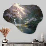 Cherry Blossom Stream II - Asymmetric Metal Wall Art