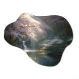 Cherry Blossom Stream II - Asymmetric Metal Wall Art