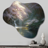 Cherry Blossom Stream II - Asymmetric Metal Wall Art