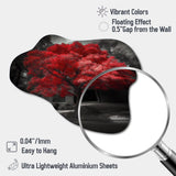 Red Tree Blossom Haven II - Asymmetric Metal Wall Art