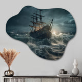 Ship In The Middle Of A Storm I - Asymmetric Metal Wall Art